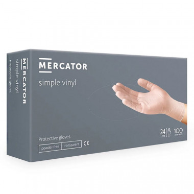 Перчатки виниловые неопудренные Mercator M 100 штук
